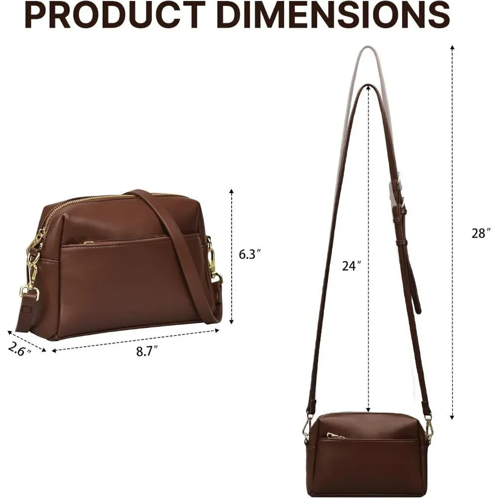 Vegan Leather Crossbody Bag Women Small Organizer Travel Purse